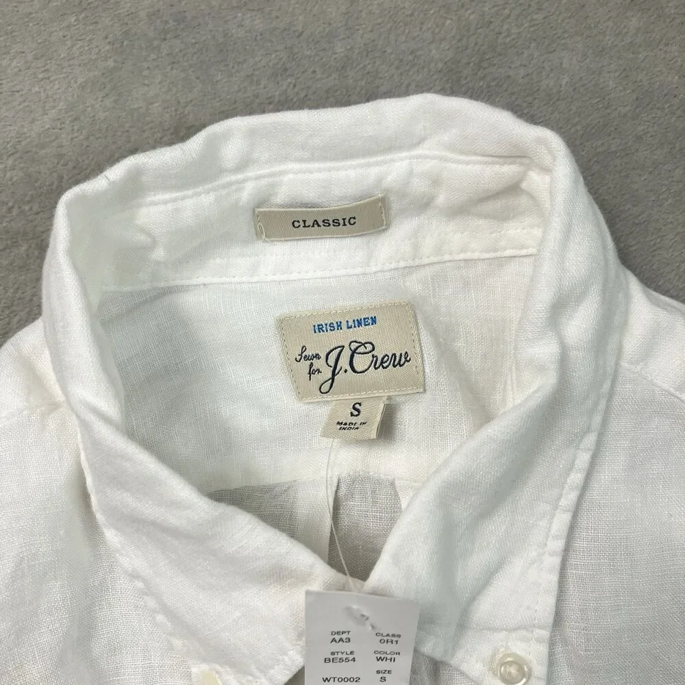 J Crew Button Down Shirt Mens S White Baird McNutt Irish Linen Classic Fit BE554